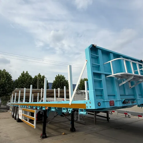 Axle Flatbed Trailer Wilth Columns Wood Log Trailer Timber Trailer Wood Steel Pipe Transport Trailer for Sale