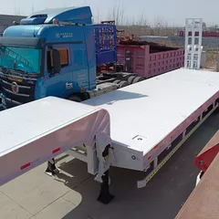 3-Axle Low Bed Semi-Trailer 13m×3m Wide Platform Top16mm Bottom18mm Web12mm Manganese Steel Beam Machinery Suspension