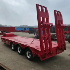 Factory 3-Axle Low Bed Semi-Trailer, 13×3m Wide Platform Thick Manganese Steel Beam Mechanical Suspension 12R22.5 Tire