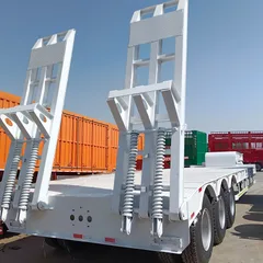 3-Axle Low Bed Semi-Trailer 13m×3m Wide Platform Top16mm Bottom18mm Web12mm Manganese Steel Beam Machinery Suspension