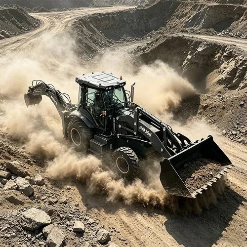 4x4 backhoe loader with 190 degree rear backhoe swing angle for trenching drainage pipeline and municipal construction work