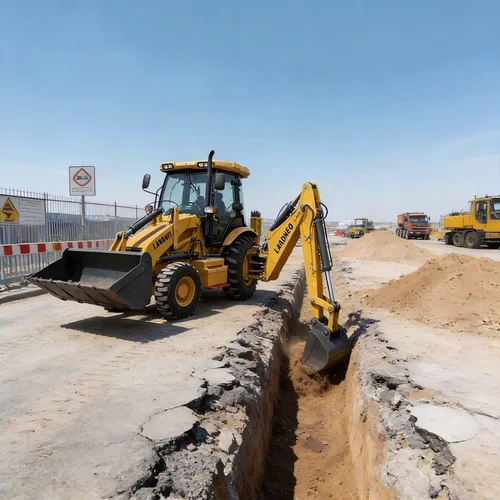 SHENTUI-backhoe-loader-muddy-terrain-4WD-traction-gradeability-action-shot