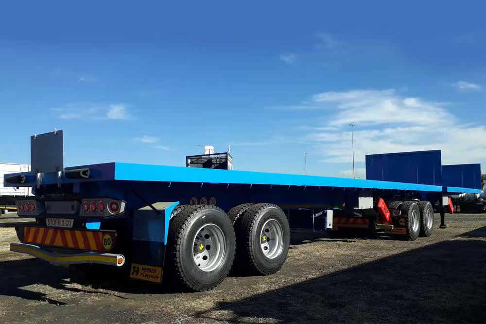 Double Container Transport Interlink Superlink 40ft+20ft 2/3/4 Axles 120 Tons Flatbed Trailer for Sale