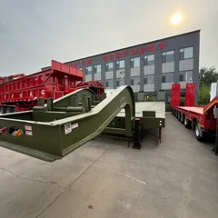 3axle 80ton Heavy Duty Gooseneck Hydraulic Ramp Low Loader/Lowbed/ Lowboy Low Bed Trailer Truck Semi Trailers for Excavator Transport