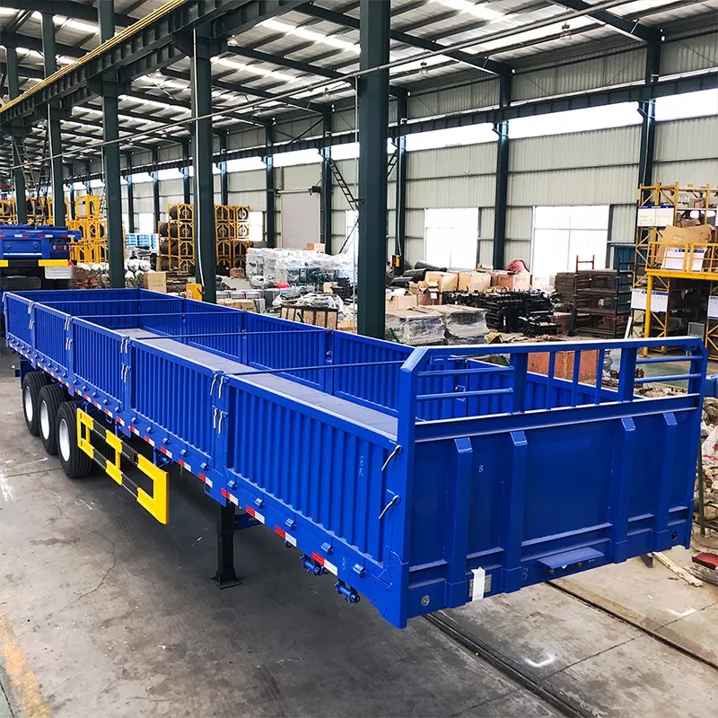60 Tons 3 Axles Drop Side Cargo Side Wall Side Board Semi Trailer for sale