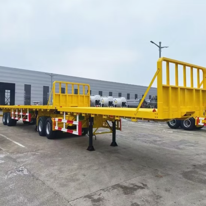 Double Container Transport Interlink Superlink 40ft+20ft 2/3/4 Axles 120 Tons Flatbed Trailer for Sale