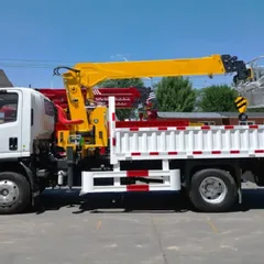 3.2 Ton FAW Light Truck Mounted Crane JQCM 4 Section Boom With Aerial Working Platform Export