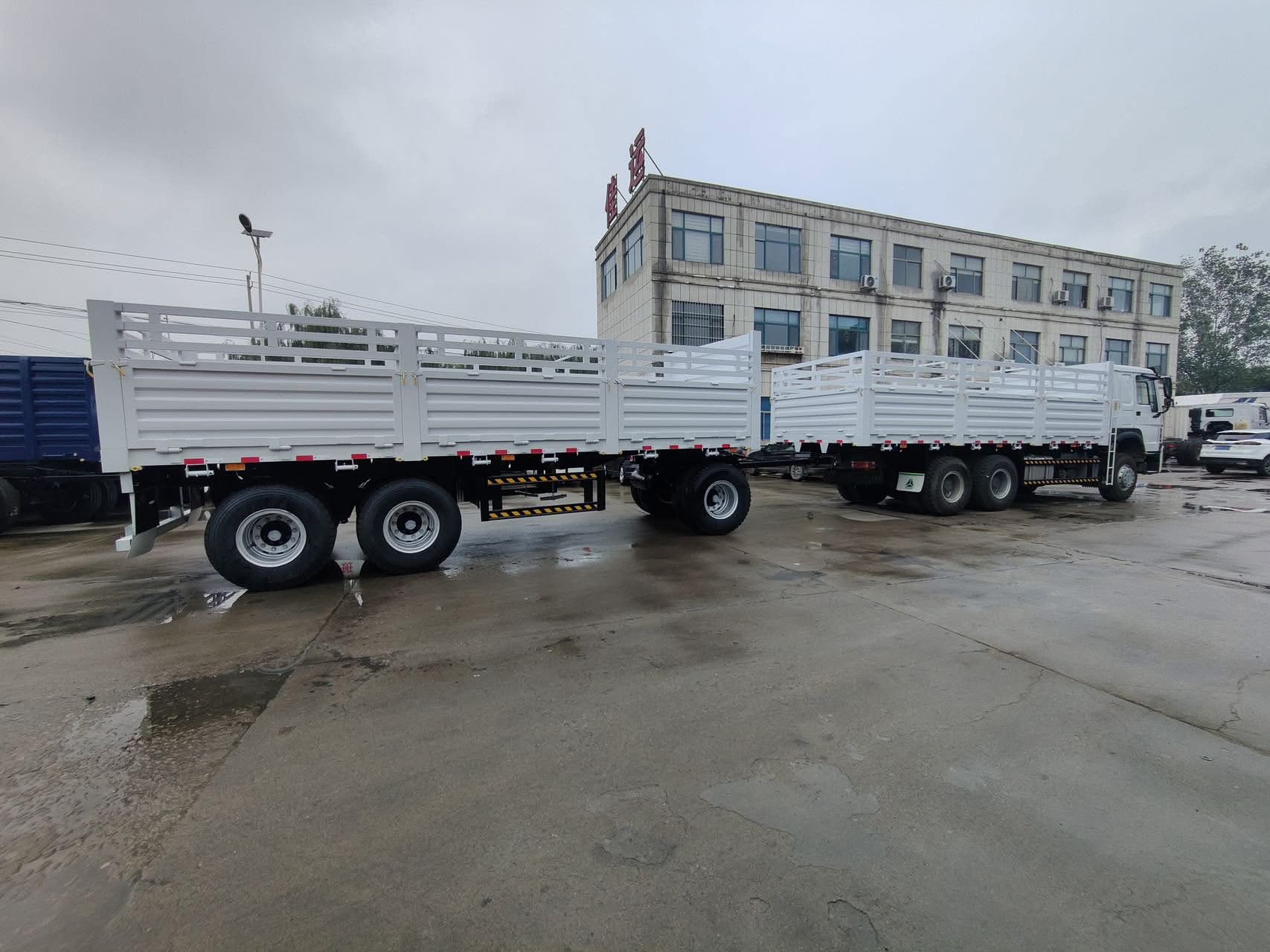 HOWO 6x4 Cargo Truck with Full Sidewall Stake Semi-trailer (One Tractor + One Stake Trailer Combination)