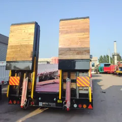 3 Axle Low Bed Semi Trailer With Hydraulic Ramp For Excavator Transport BENMA Vehicle Heavy Duty Lowboy Trailer