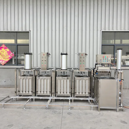 4-Station Automatic Dried Tofu Machine, Pneumatic Continuous Pressing Tofu Cubes Production Line, Commercial Stainless Steel Tofu Forming Equipment