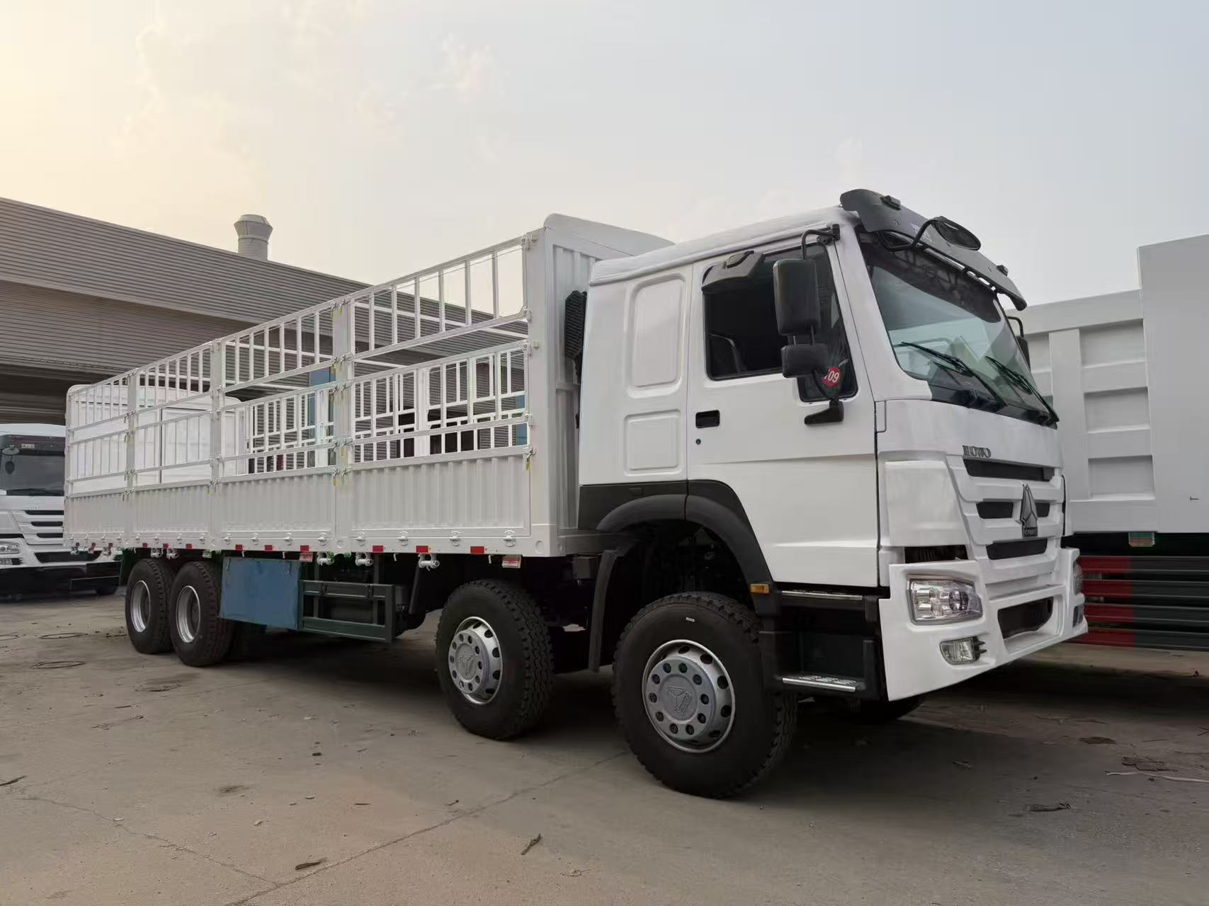 Used HOWO 8X4 Stake Cargo Truck, 12-wheel High Fence Livestock Truck, Second-hand Cargo Lorry for Agricultural Goods Export