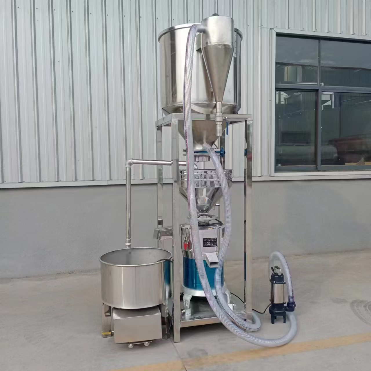 Automatic Bean Feeding Grinding & Residue Mixing Integrated Machine, Commercial Soybean Grinder with Sand Separation for Tofu Workshop