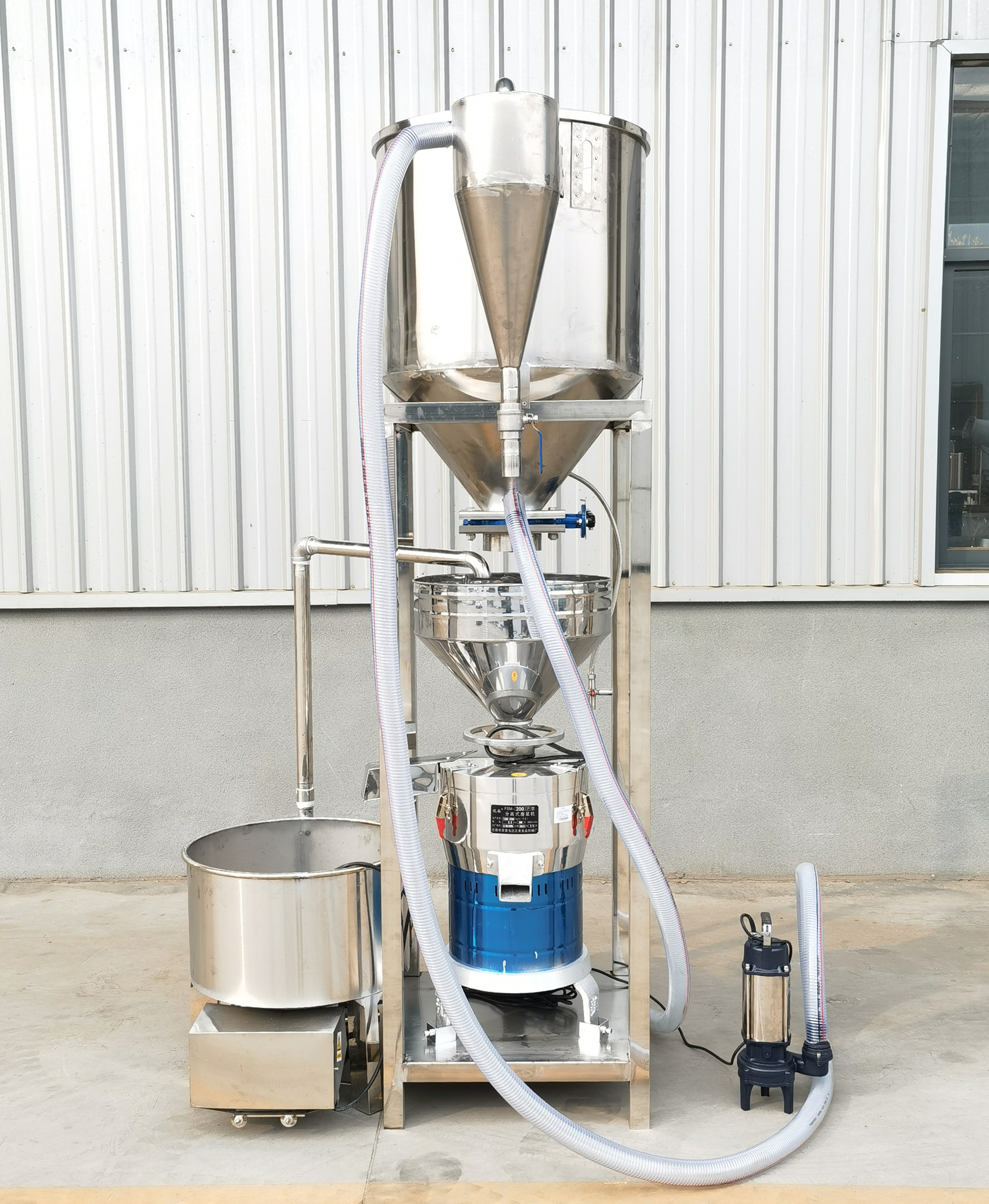 Automatic Bean Feeding Grinding & Residue Mixing Integrated Machine, Commercial Soybean Grinder with Sand Separation for Tofu Workshop