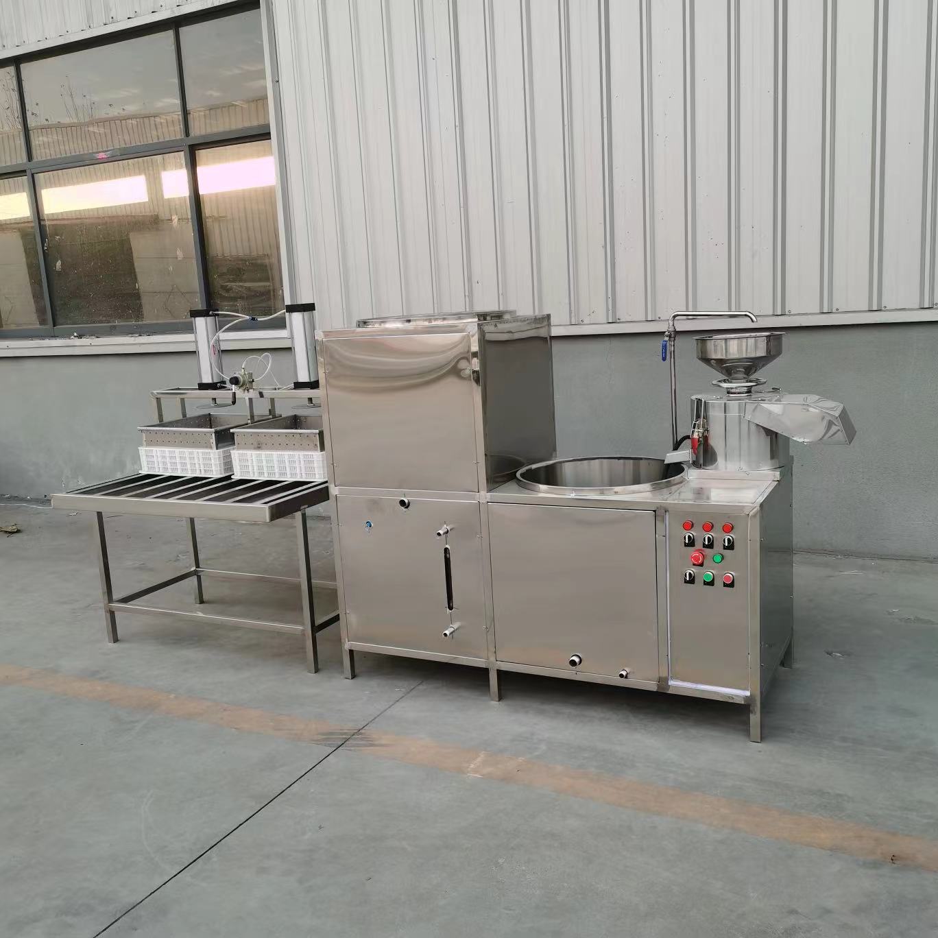 Automatic Soybean Grinding & Boiling Tofu Complete Machine, Electric Heating Pneumatic Double Station Tofu & Dried Tofu Making Equipment