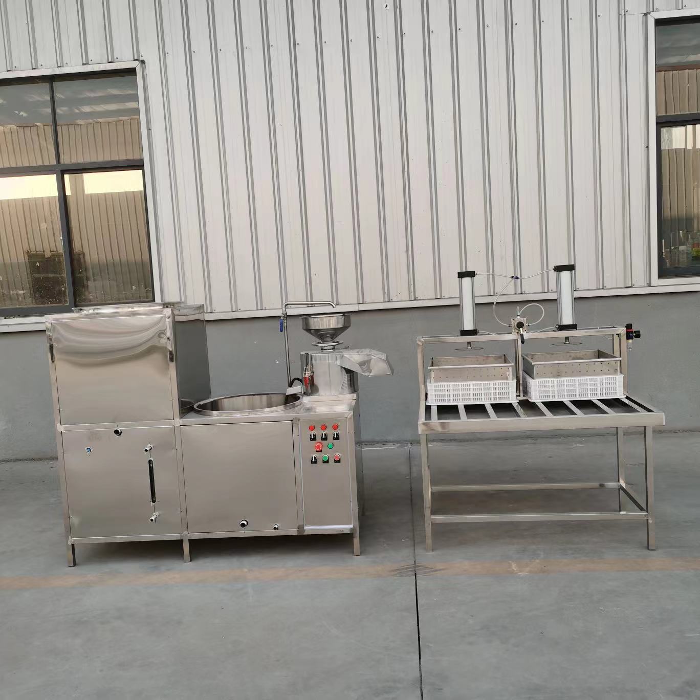 Automatic Soybean Grinding & Boiling Tofu Complete Machine, Electric Heating Pneumatic Double Station Tofu & Dried Tofu Making Equipment