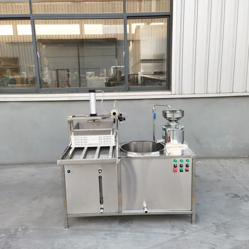 Small Integrated Soybean Grinding & Boiling Tofu Making Machine, Electric Heating Pneumatic Single Station Tofu Forming Equipment for Stall & Mini Workshop