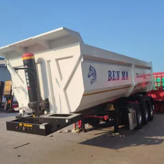 BEN MA Tri-Axle U-Type Rear Tipper Semi-Trailer, Heavy-Duty Trailer for Sand, Gravel & Muck Haulage