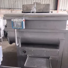 Used Horizontal Vacuum Meat Mixer 304 Stainless Steel Double Shaft Stuffing Blending Machine For Sausage Ham Meatball Dumpling Filling Processing Factory Bulk Export FOB USD Price Available