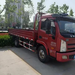 Used 2018 YUEJIN 4.2m Heavy Duty Flatbed Light Truck SOFIM Engine Power Steering Air Brake 750R16 Tyres For Construction Agricultural Goods Short Distance Transport Bulk Export FOB USD Price Available