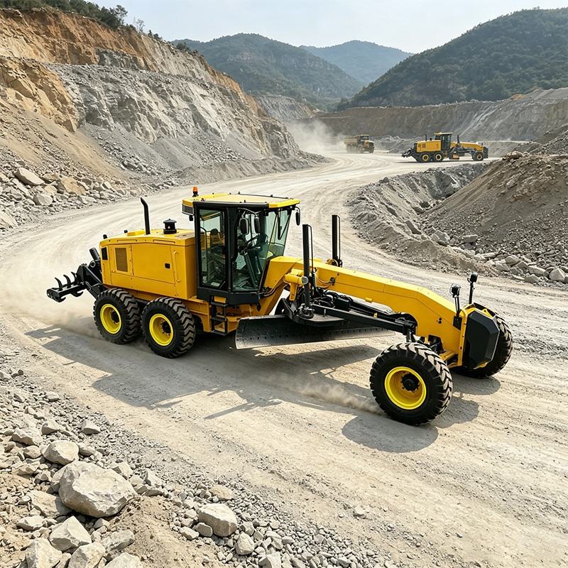 LANDNEO motor grader powered by 160kW Cummins engine for mining site leveling.