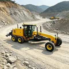  LANDNEO motor grader powered by 160kW Cummins engine for mining site leveling.