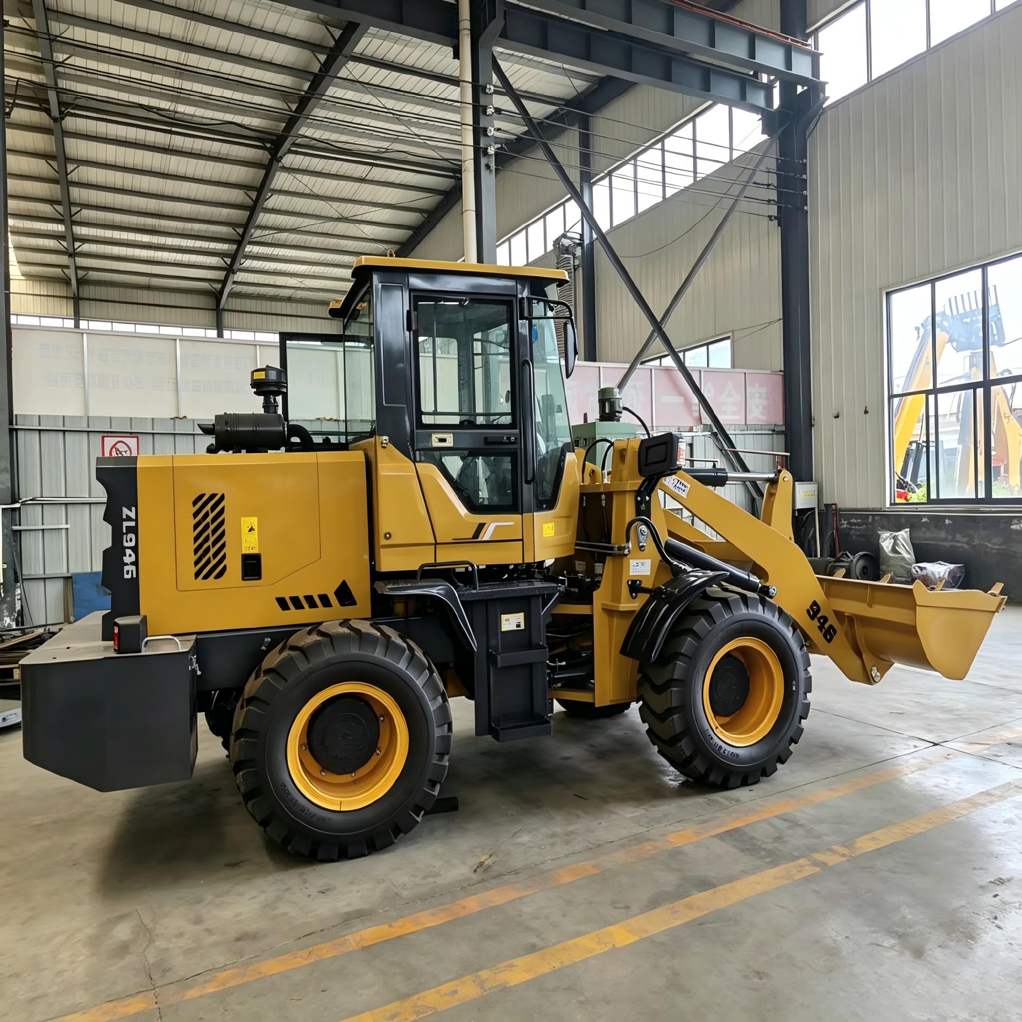 SHENTUI ZL946 2 ton wheel loader side view in factory workshop