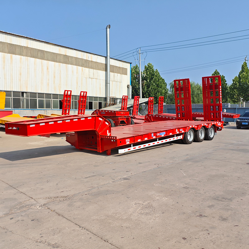 Heavy Duty 3 Axles Lowboy Trailer, Q345 Steel For Africa
