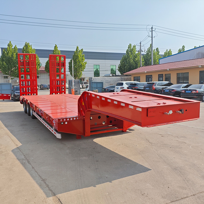 Heavy Duty 3 Axles Lowboy Trailer, Q345 Steel For Africa