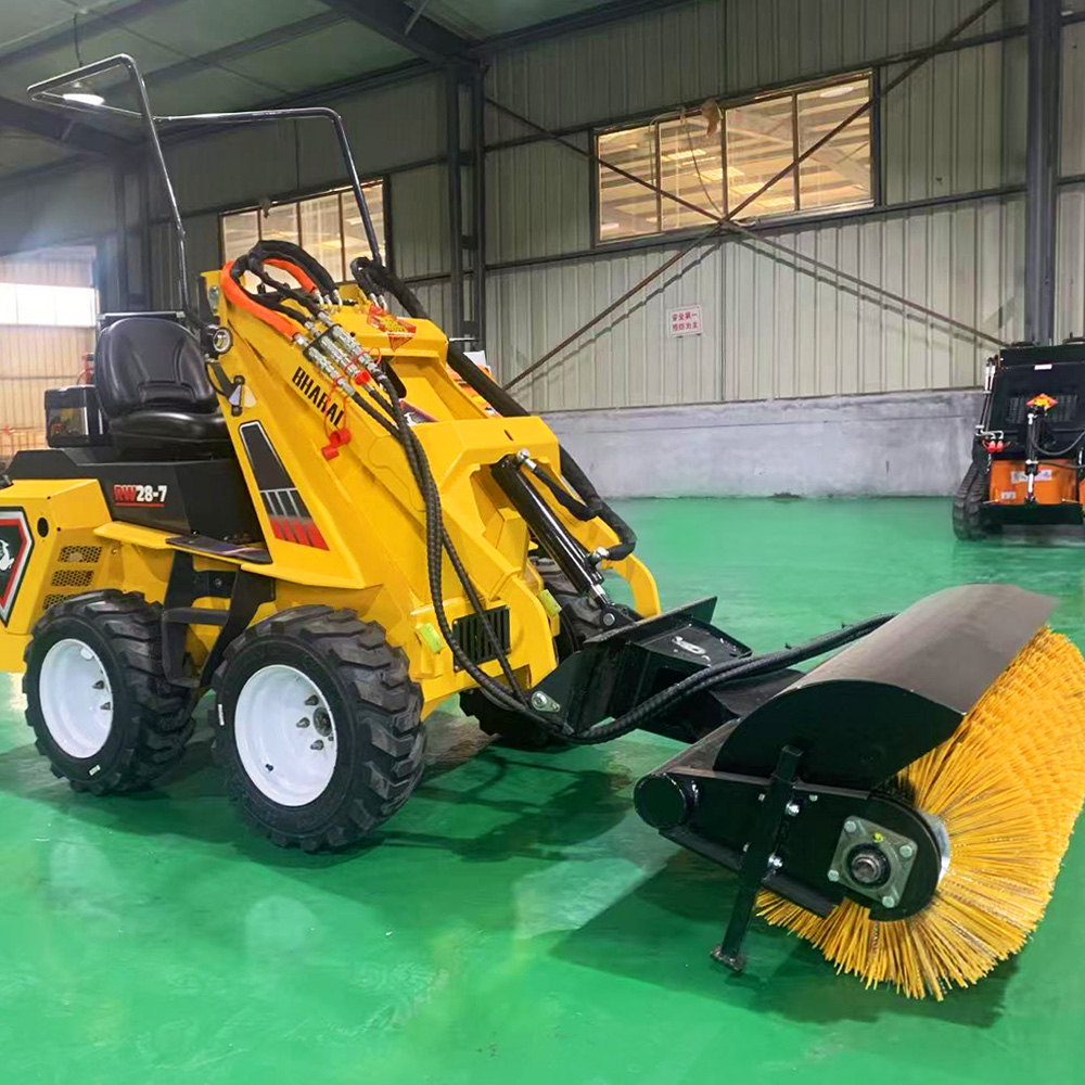 RW28‑7 Skid Steer Loader Equipped With 23*8.5‑12 Vacuum Tire Mechanical Control Compact Frame For Yard Alley Indoor Construction Work