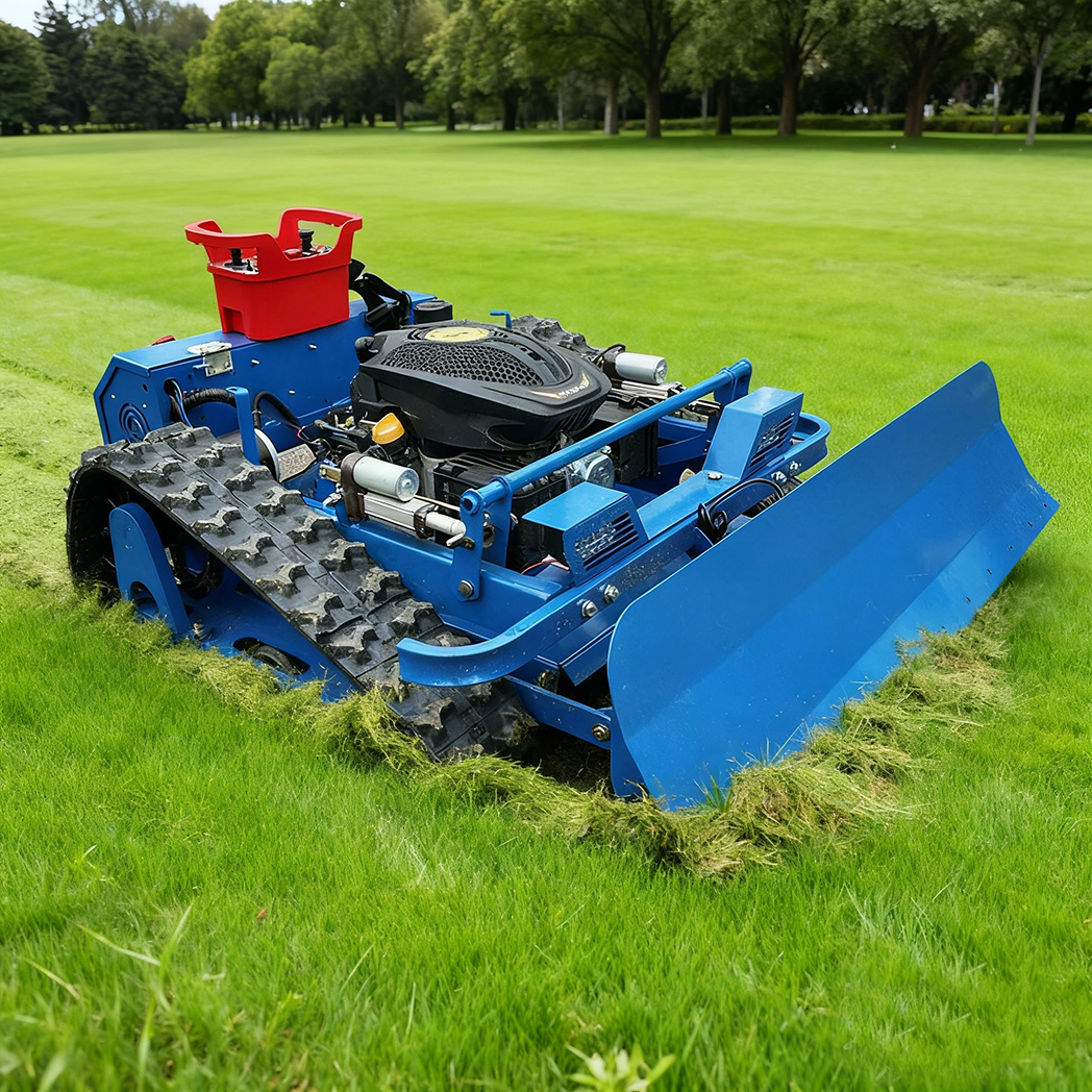 China New Design 225cc Gasoline Self-Propelled Crawler Lawn Mower with Automatic Remote Control