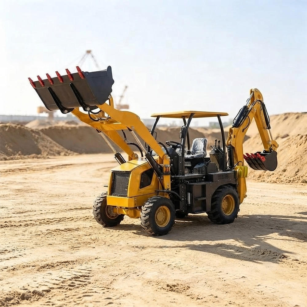 SHENTUI 4WD Mini Backhoe Loader: Compact Diesel Engine Excavator & Earth Moving Machinery with 1-Year Warranty for Construction & Landscaping