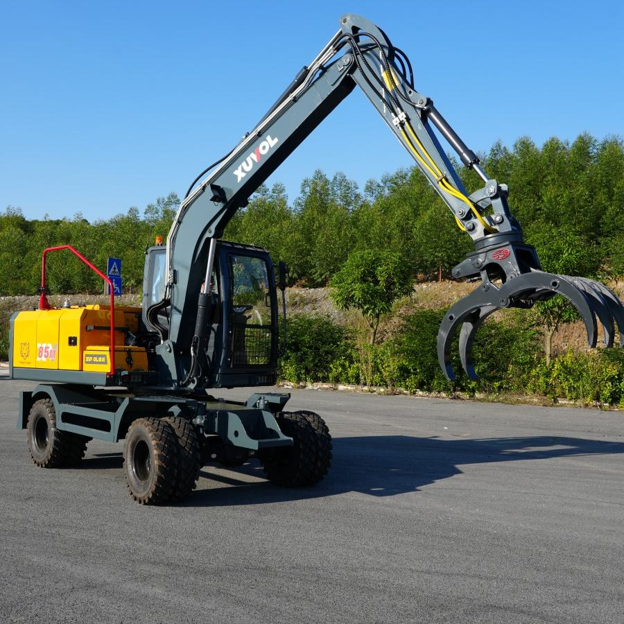 Precio de fábrica de excavadora de ruedas con componentes principales de motor y accionamiento XUVOL XV85
