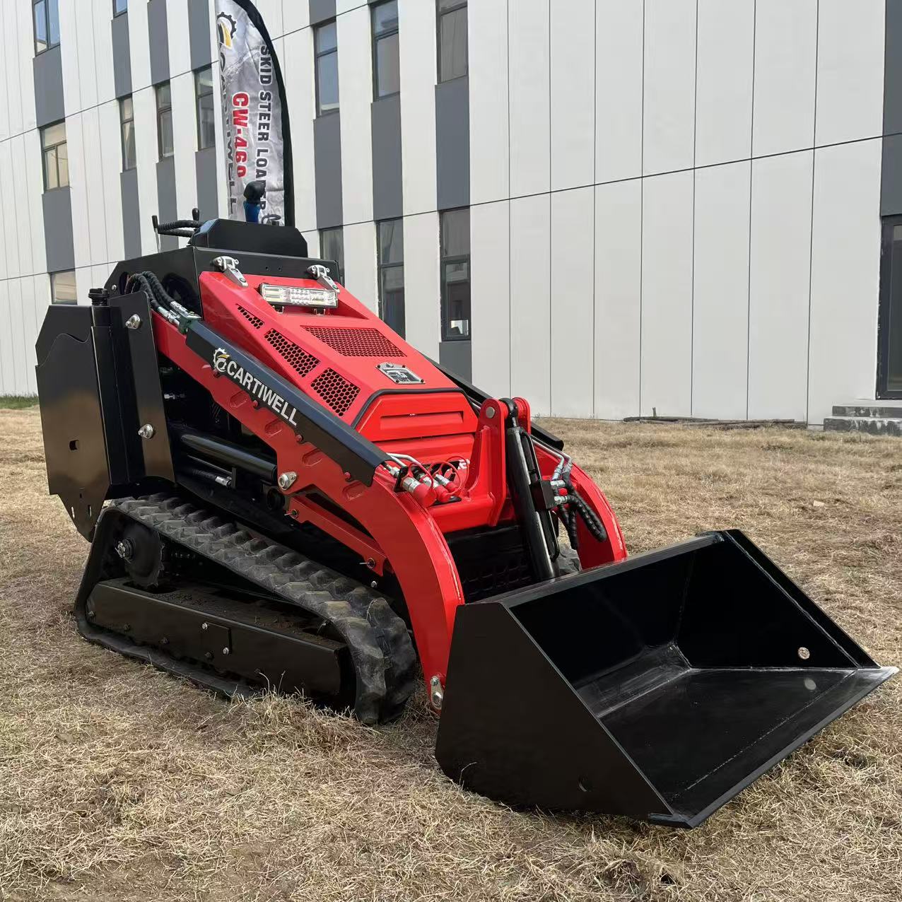 Minicargadora de dirección deslizante sobre orugas Cartiwell Mini Track Wheel con todos los accesorios, la mejor cargadora deslizante sobre orugas de China con motor de bomba